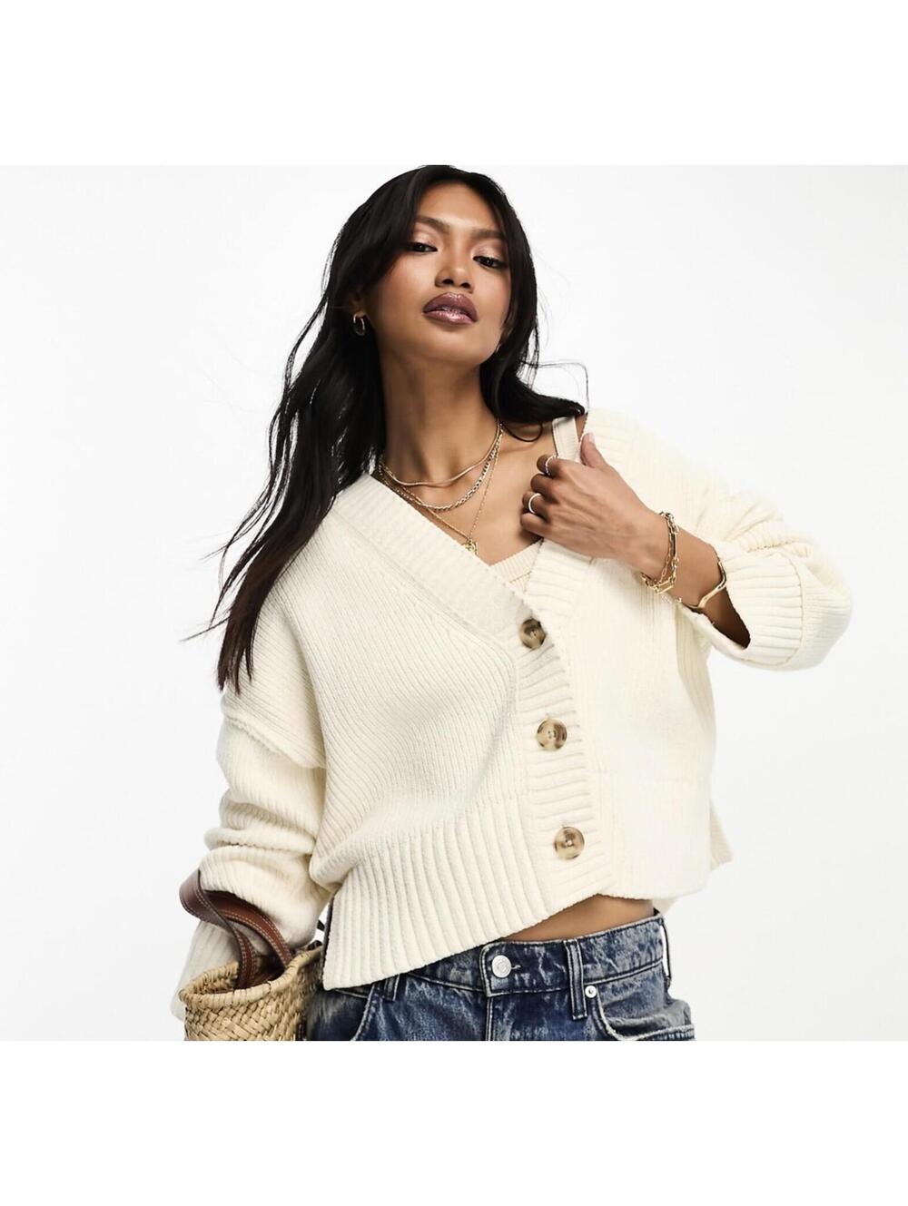 Abercrombie & Fitch Cream Button Up Cardigan Sweater, New, Women's Medium